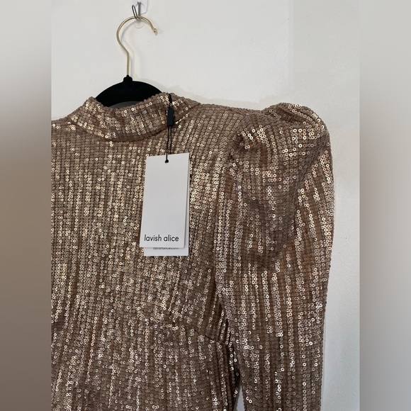 NWT LAVISH ALICE Sequin Ruched Bow-Back Midi Dress – Size 2 - Picture 5 of 12